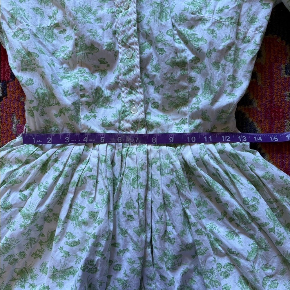 Vintage Country Corner Green Botanical Print Button-Up Dress - Picture 12 of 13